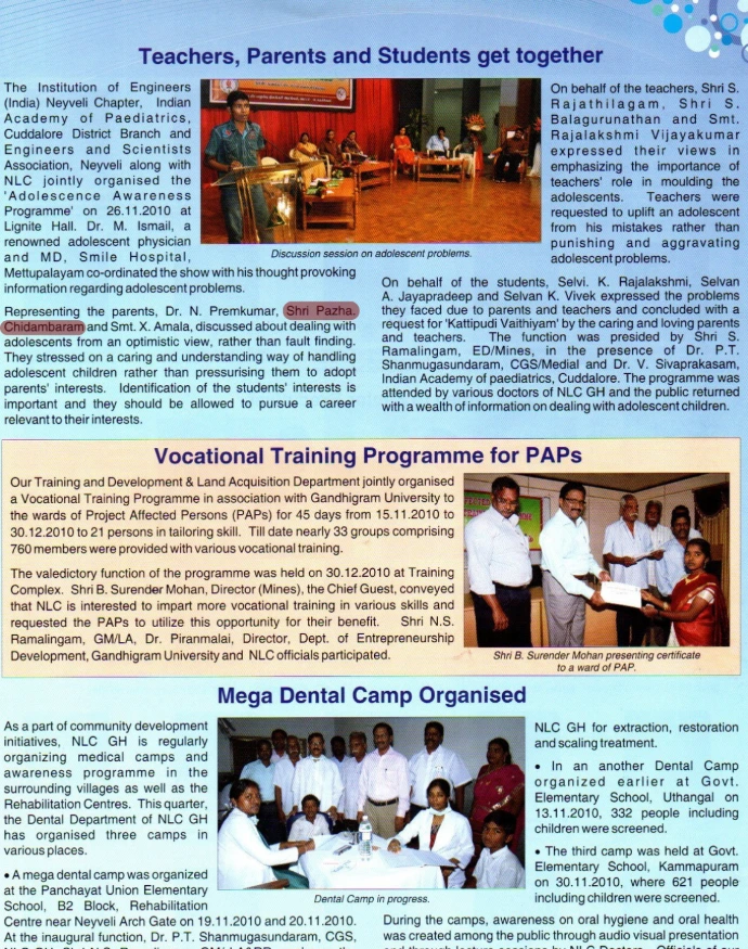 "NLCIL Press coverage of Sirippoli Chidambaram's comic oratory"